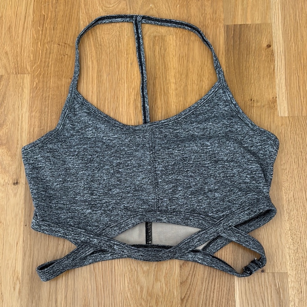 FP MOVEMENT Gray Racerback Bra with Wrap-Around Detail